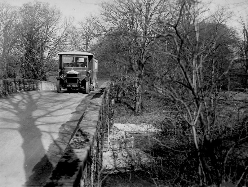 Bus on unwidened Levens Bridge